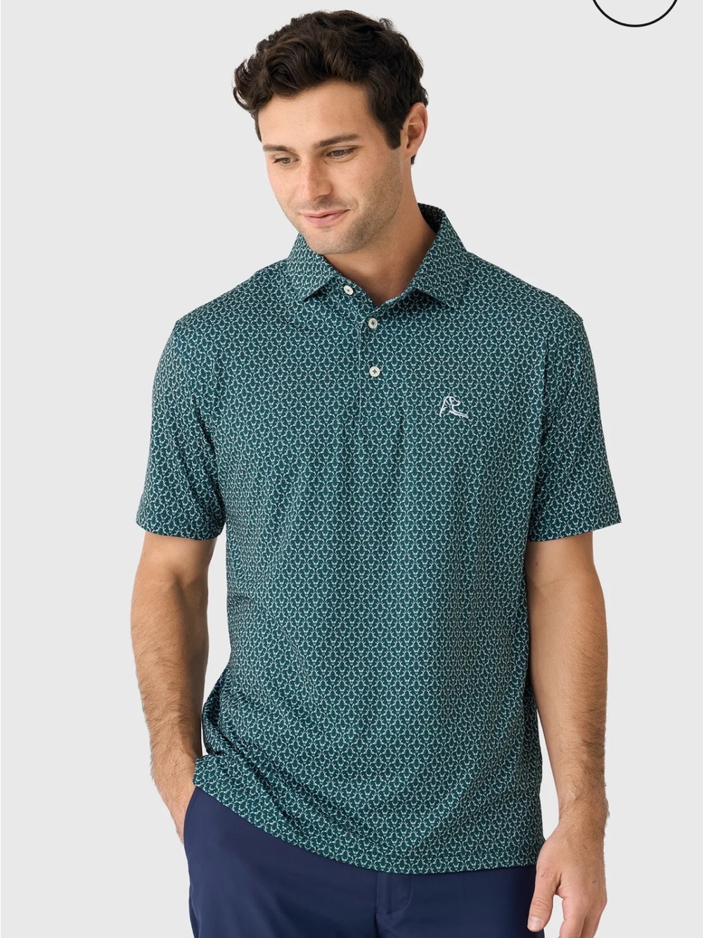 Rhoback medium the buck Dark Green deer stag Print Polo golf athlesiure preppy